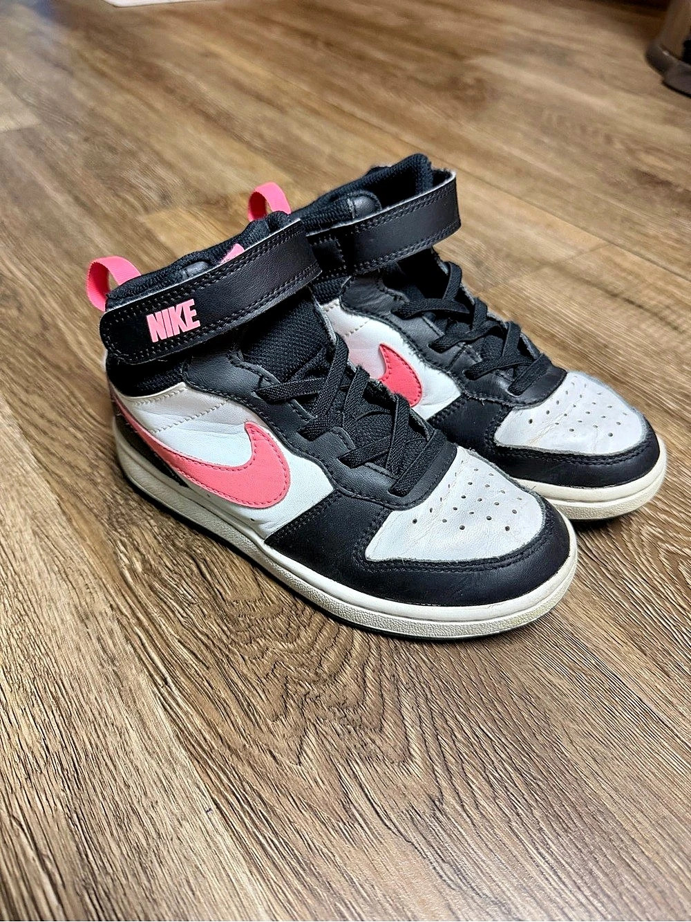 Nike Court Mid Sneakers Girls US 13C Black, Pink & White
